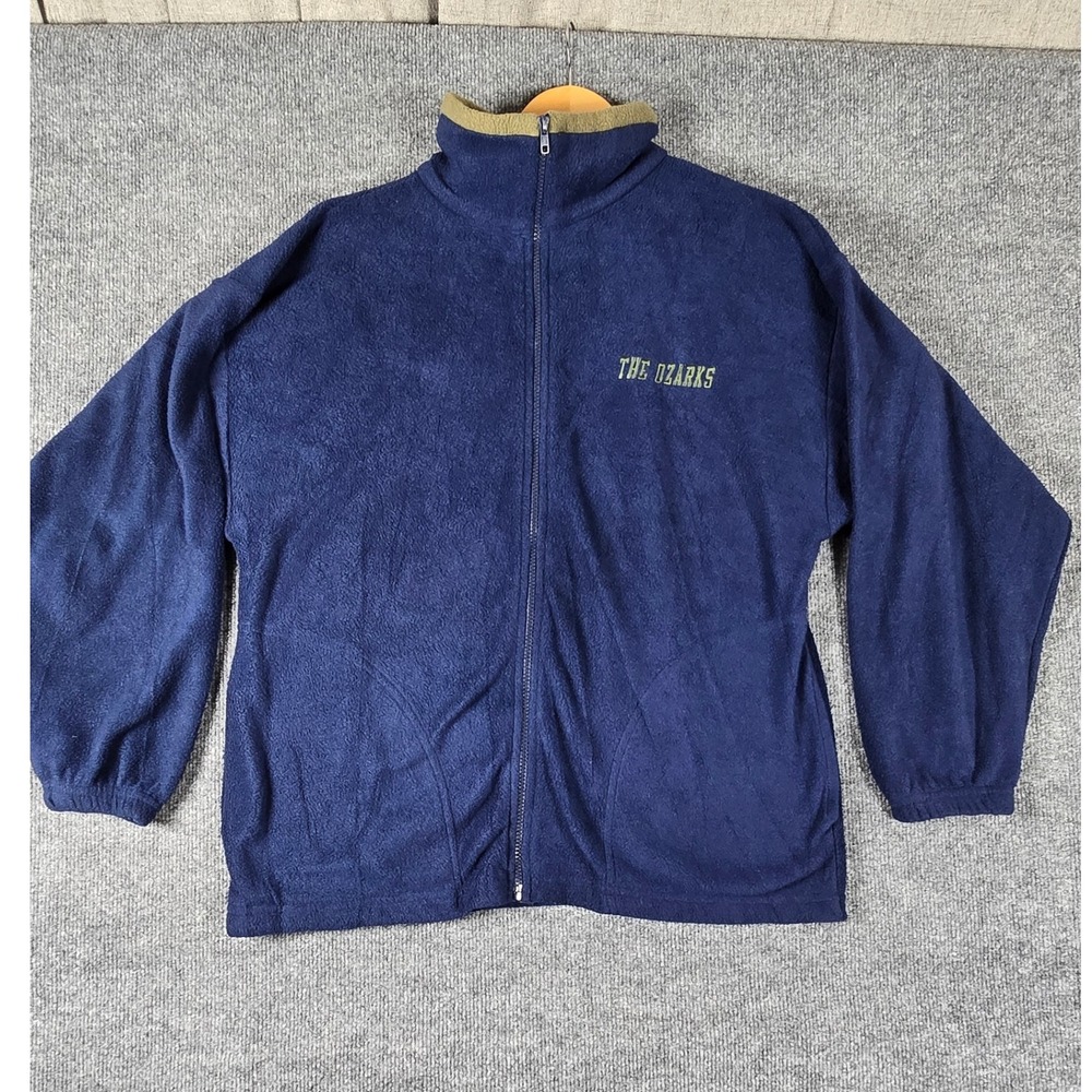 Vintage Tipsy‎ Mens Fleece Jacket Blue The Ozarks Embroidered Zip Up Size M